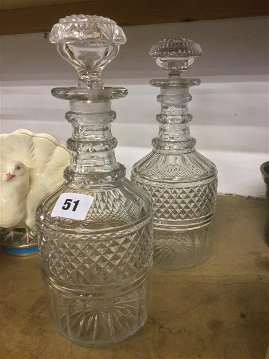 Pair cut glass decanters